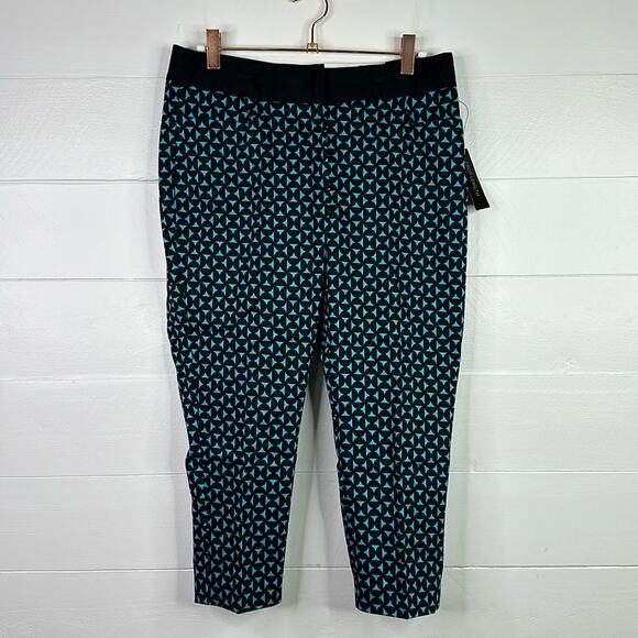 WORTHINGTON Blue Black Retro Square Low Rise Slim Fit Cropped Pants‎ Sz 4 Petite - Picture 1 of 12